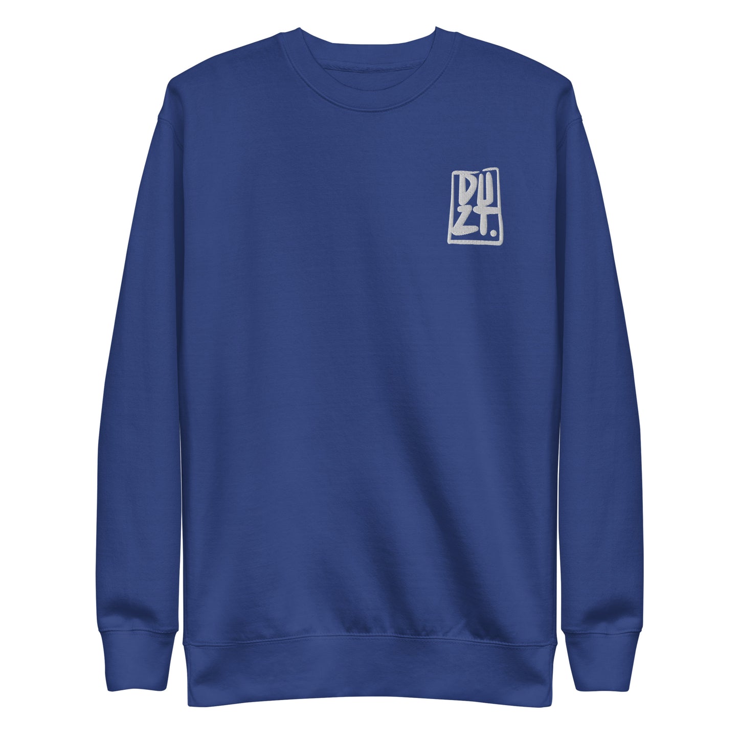 „Duzty Blue“ besticktes unisex premium Sweatshirt blue
